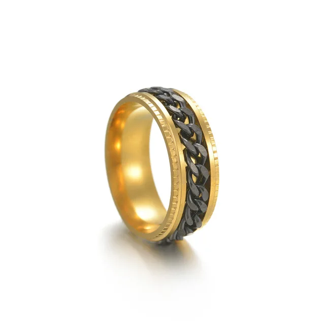 

Rotate Rotating Anxiety Fidget rings Titanium Stainless Steel Chain Spinner Finger Ring For Men Blue Gold Black Punk Rock Gift