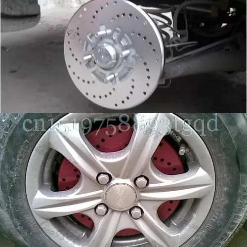 

1pair Silver Aluminium Disc Vehicle Decorative Brake Rotor Cross Drilled Cover