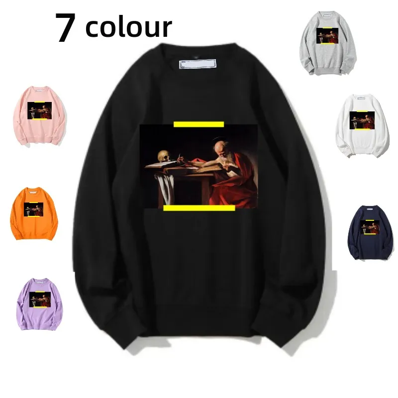 

High Quality Pure Cotton Sweatshirts Oil Printing Long Sleeve Tops Fashion Casual Unisex Pullover Men's Clothes Spring Autumn