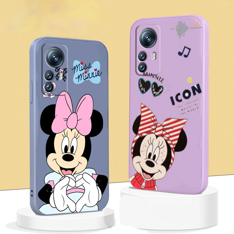 

Phone Case For Xiaomi Mi 13 12S 12 12X 12T 11i 11T 11 10 10S 10T Pro Lite Ultra 5G Couple Mickey Minnie Mouse Liquid Rope