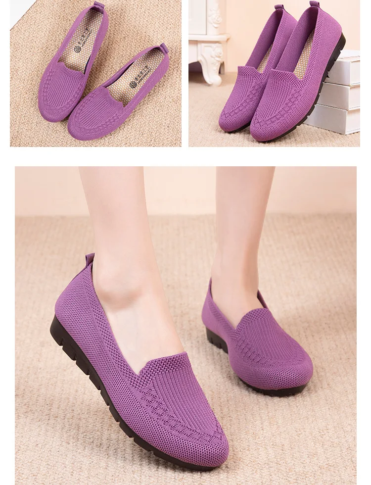 Casual Shoes Women's Summer Mesh Breathable Flat Shoes Ladies Comfort Light Sneaker Socks Women Slip on Loafers Zapatillas Muje