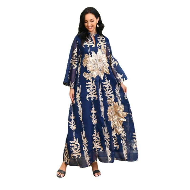 

Sequins Embroidered Abaya Dress For Women Moroccan Kaftan Turkey Arabic Jalabiya White Islamic Ethnic Robe 2022 Eid New
