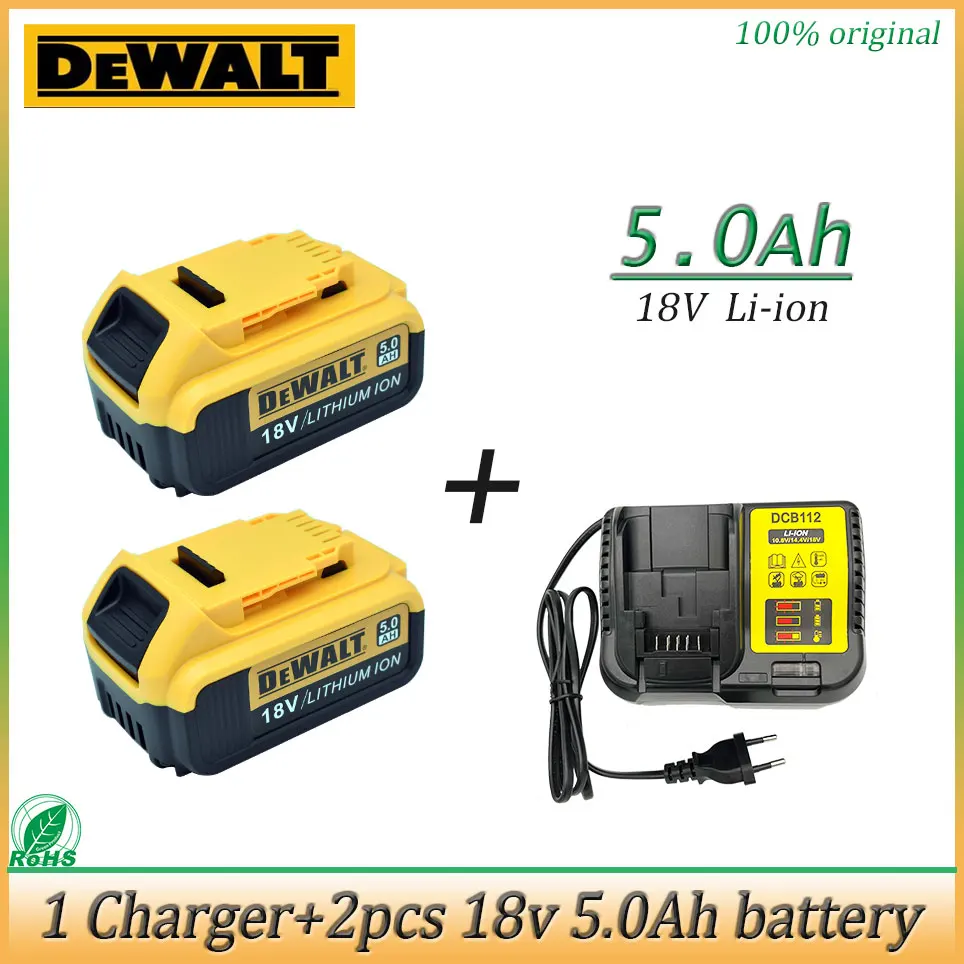 18V 5Ah 6Ah Lithium Battery for DeWalt power Tools DCB184 DCB200 rechargeable electric tool set 20v 5000mah Battery+charger