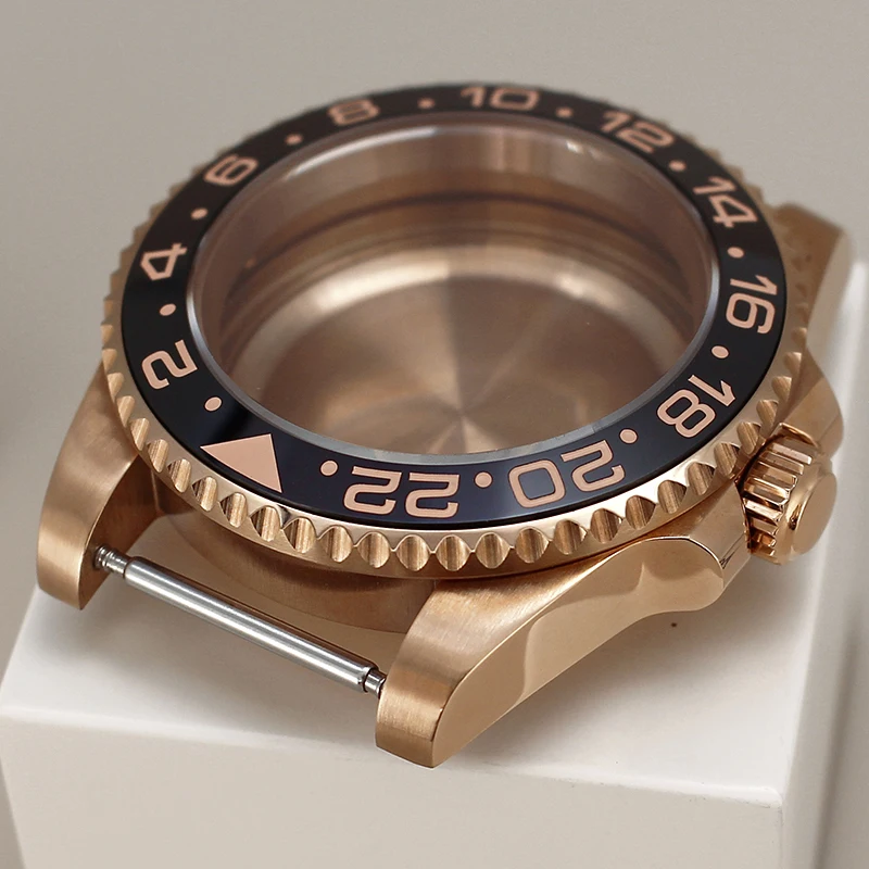 Водонепроницаемый корпус из розового золота 40 мм сапфировое стекло для GMT Seiko NH34