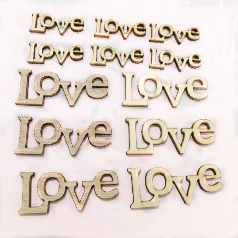 50 шт. деревянные любовь лазерная резка ломтики ручной работы вырезание букв DIY