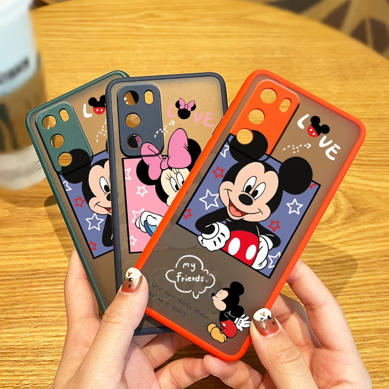 

Disney Mickey Minnie Mouse For Huawei P50 P40 P30 P20 Mate 40 30 20 Pro Plus Lite Frosted Translucent Soft TPU Phone Case Capa