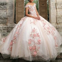 pink lovely ball gown quinceanera dresses 2022 sweetheart off shoulder beading flower sweet 15 16 dresses girls birthday gown