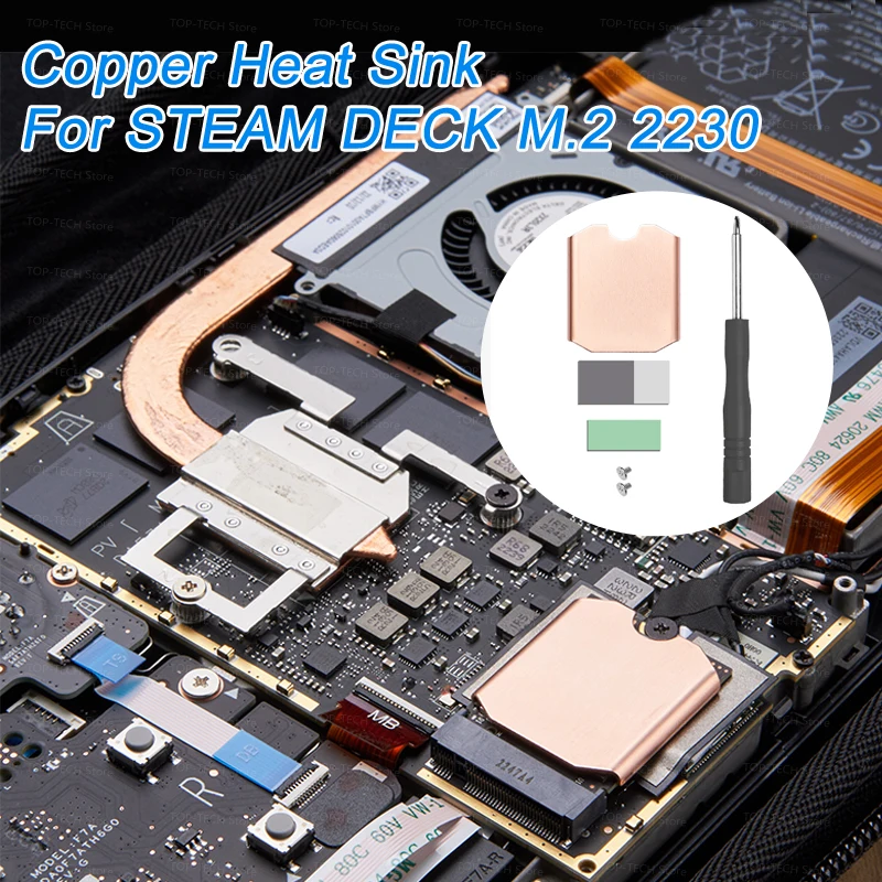 

For Steam Deck SSD Copper Heatsink Game Console Cooling Thermal Pad Game Accessories for SteamDeck M.2 2230 Radiator Pad