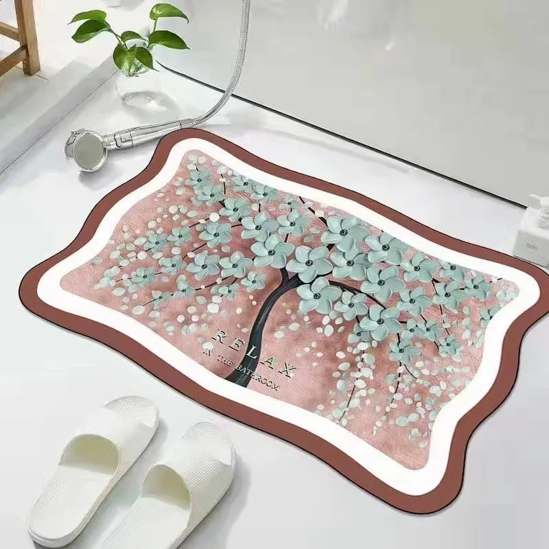 

Reese Cartoon Cute Fresh Flower Ins Diatomite Bathroom Bath Perfect Entrance Door Mat Non Slip Fast Drying Carpet Rug Customable
