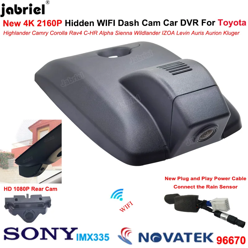 

New 2160P Dash Cam 4K Wifi Car DVR Video Recorder for Toyota Highlander Camry Rav4 CHR Sienna Alphard Corolla Kluger IZOA Kluger