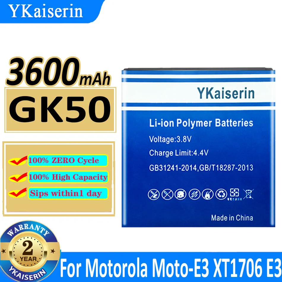

Аккумулятор ykaisin 3600 мАч GK50 для Motorola Moto-E3 XT1706 GK 50, батареи E3 Power XT1706, мобильный телефон