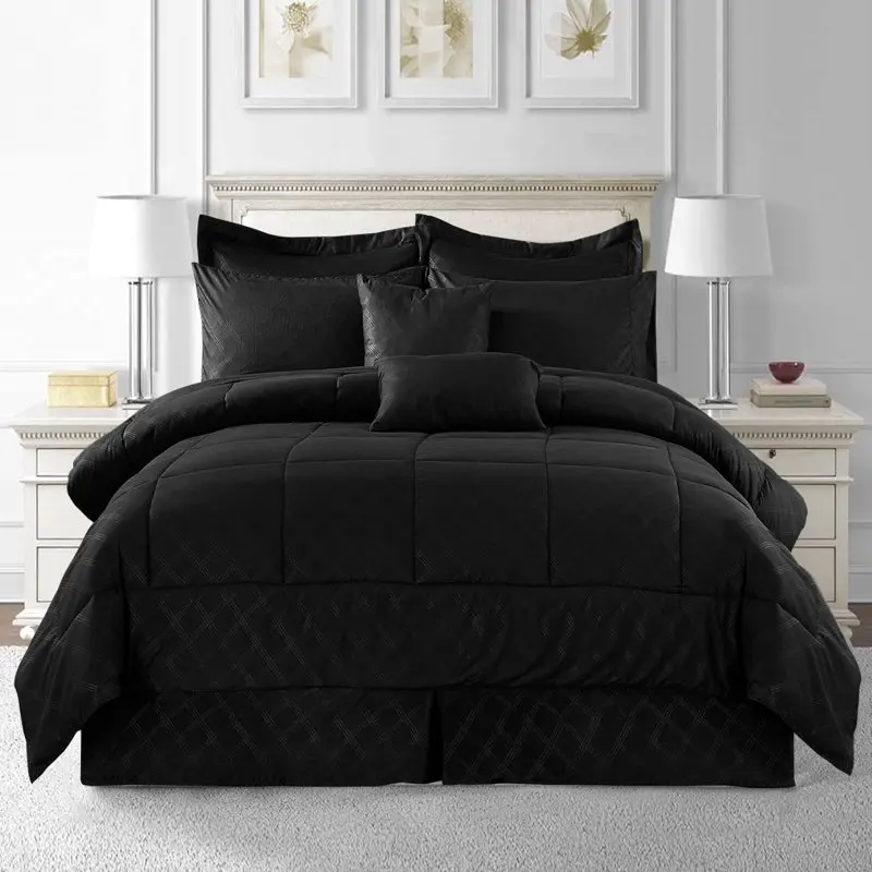 

10-Piece Black Comforter Set, Luruxy Soft Bed in a Bag Size