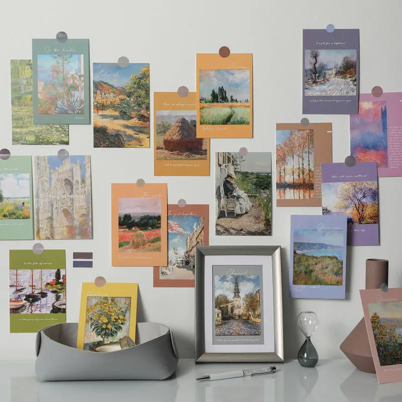 

Wall Stickers 15PCS Art Style Dormitory Photo Wall Background Photo Small Poster Wall Decoration Card Postcards