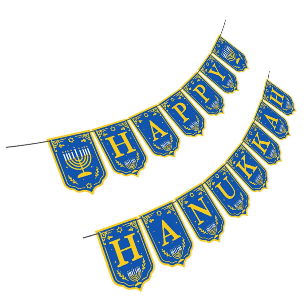 

Hanukkah Banner Party Decorations Happy Flag Birthday Burlap Festival Favors Giftmenorah Supplies Dreidel Bunting String