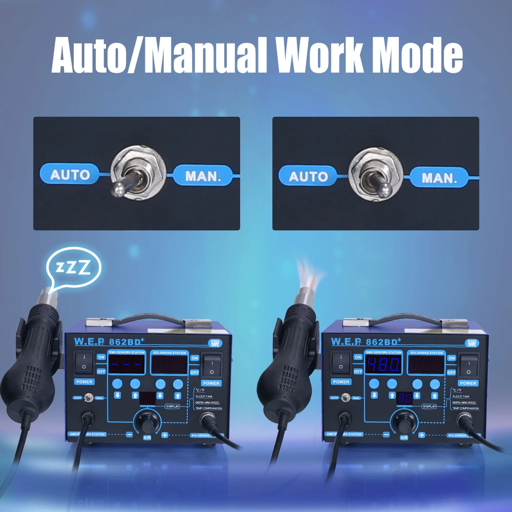 WEP 862BD + видимая регулируемая температура объем воздуха паяльная станция BGA