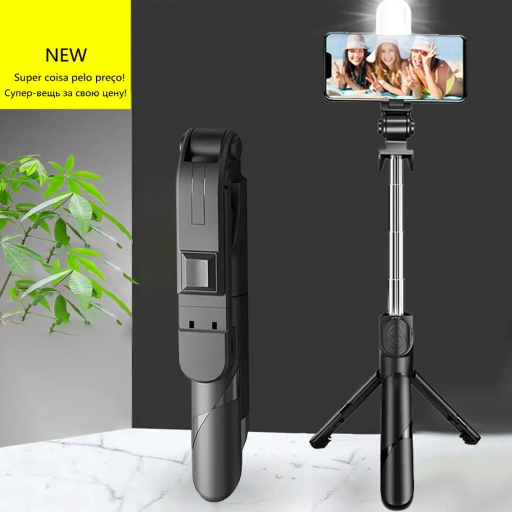 

NEW Bluetooth Wireless Selfie Stick Mini Portable Tripod Extendable Monopod with fill light Remote shutter For IOS Android
