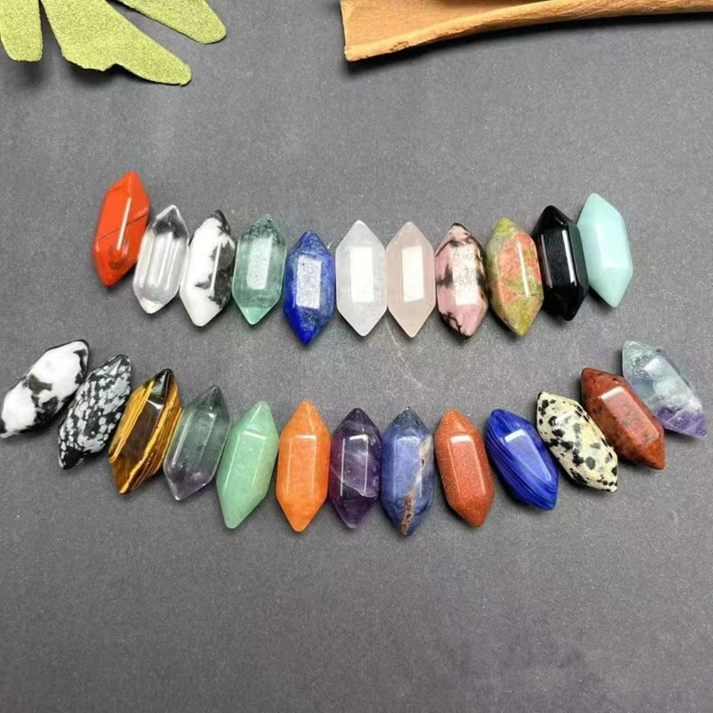 

Mix Mini Natural Point Wand Crystal Double-pointed Hexagonal Prism Energy Ore Mineral Crafts Healing Pendant For Home Decoration