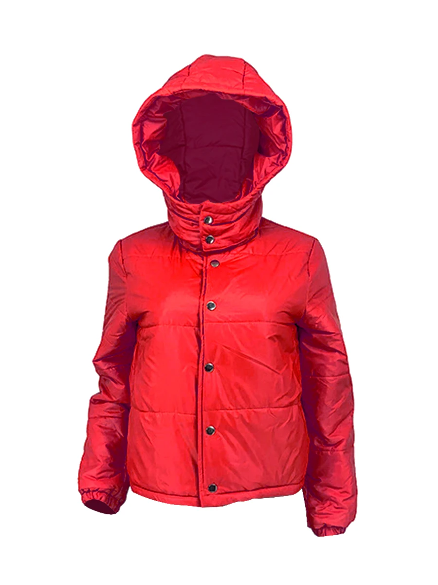 LW Plus Size Hooded Collar Puffer Jacket Fashion Down Jackets For Women Hooded Collar Long Sleeve Solid Minimalist Casual Puffer