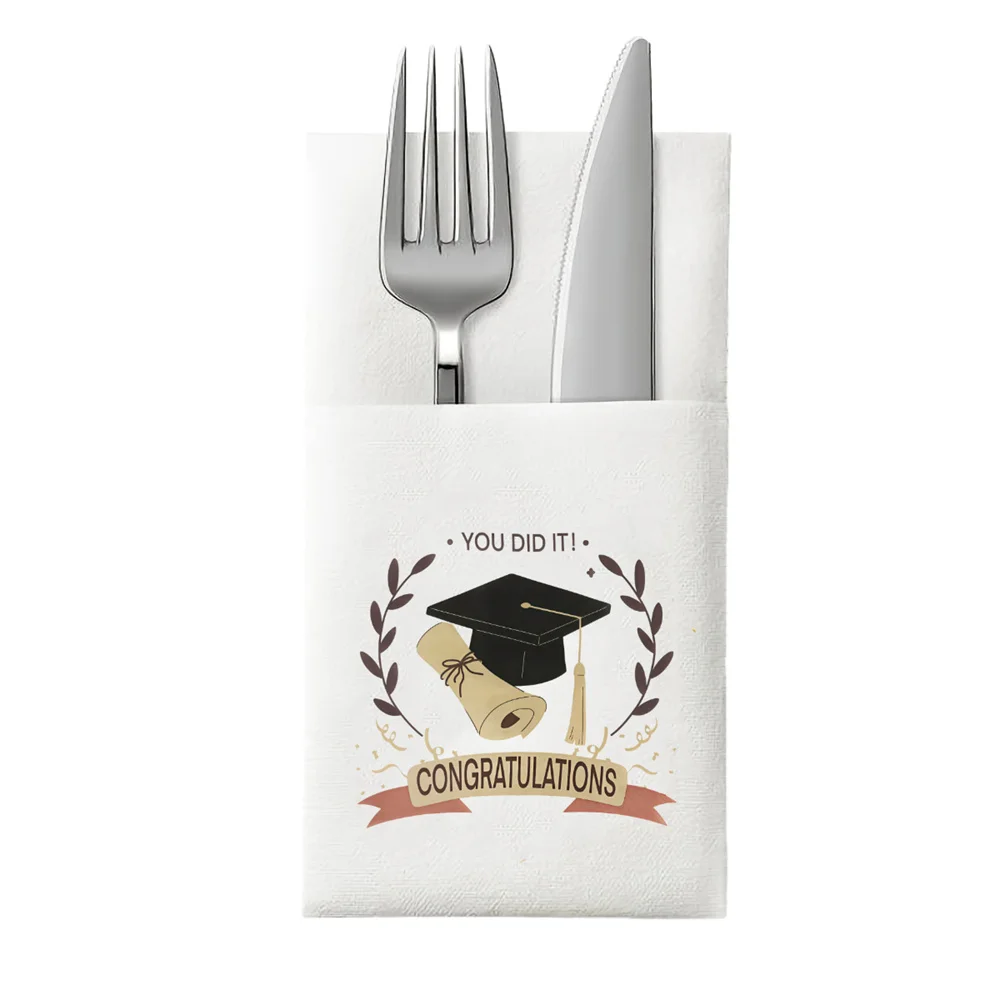 Фото Салфетки Congratus GRAD, 10 шт./упак., украшения для стола на выпускной вечер, декорации к выпускному сезону 2026 года, тема «ВЫ СДЕЛАЛИ ЭТО!» №4