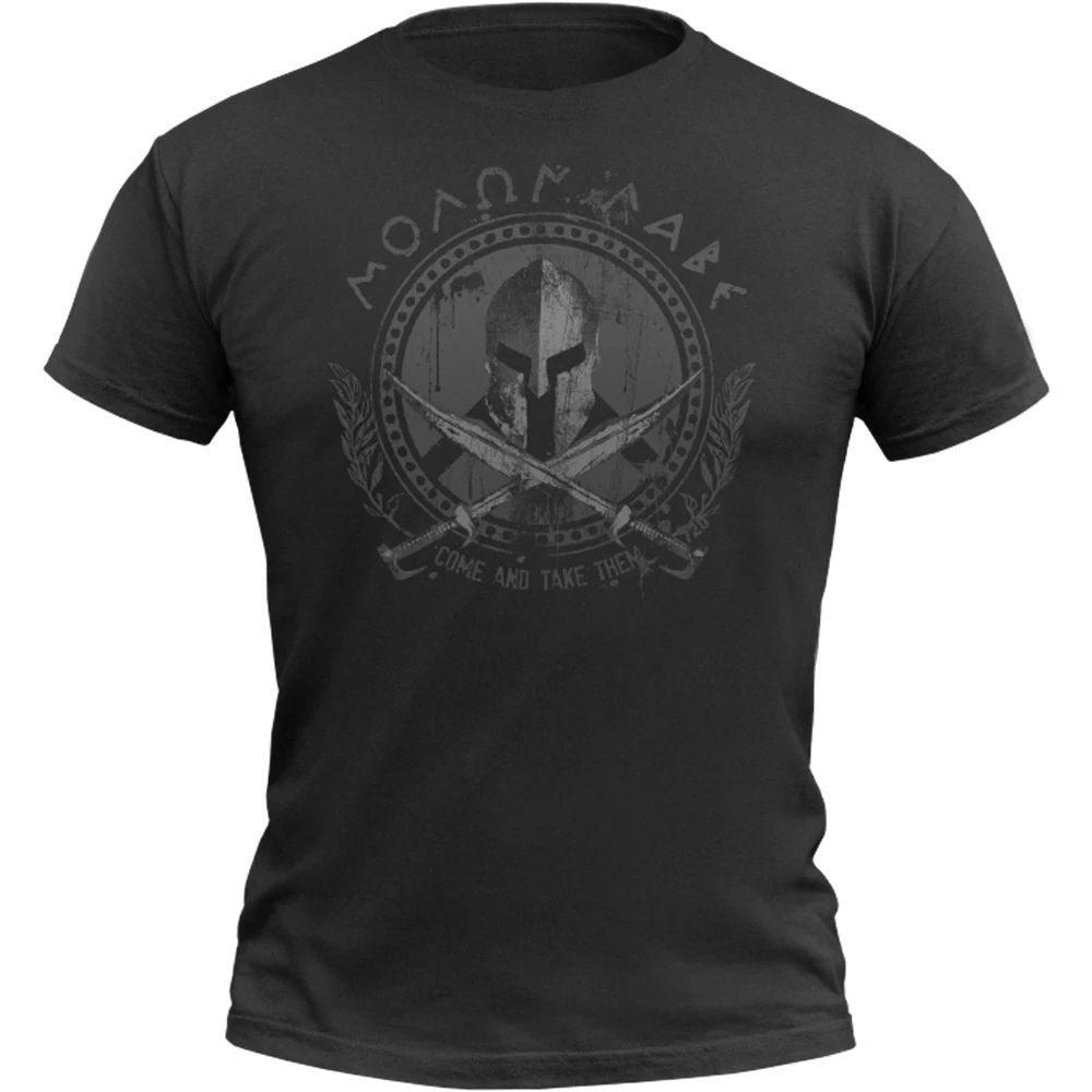 

Molon Labe - Come and Take Them. Spartan Helmet Cross Sword T-Shirt. Premium Cotton Short Sleeve O-Neck Mens T Shirt New 110-6XL