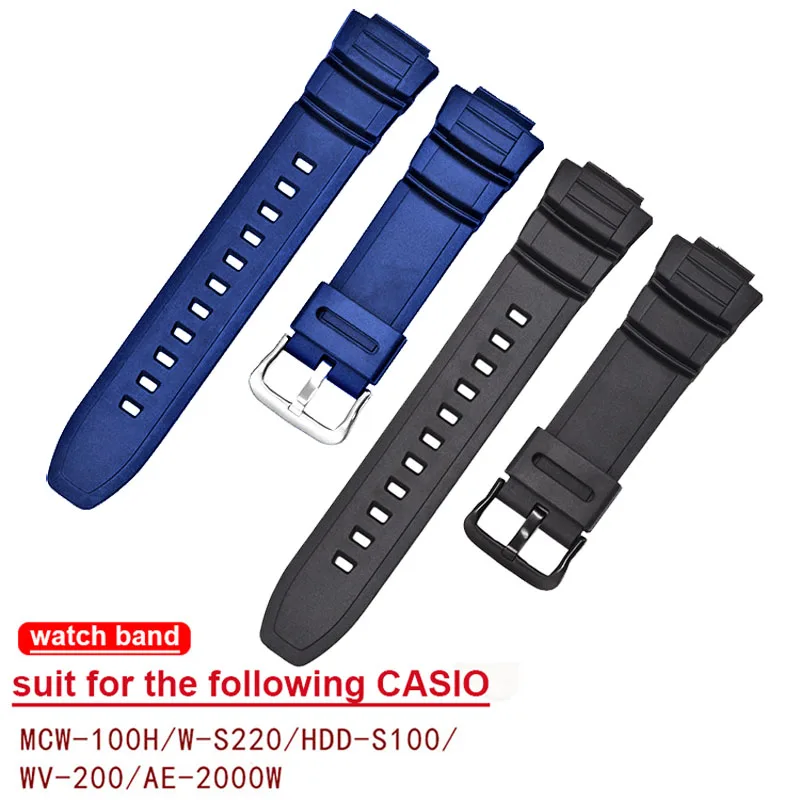 

Силиконовый ремешок для часов Casio MCW-100H/110h/w-S220/HDD-S100/WV-200/2100 ремешок из смолы 16 мм Аксессуары для часов