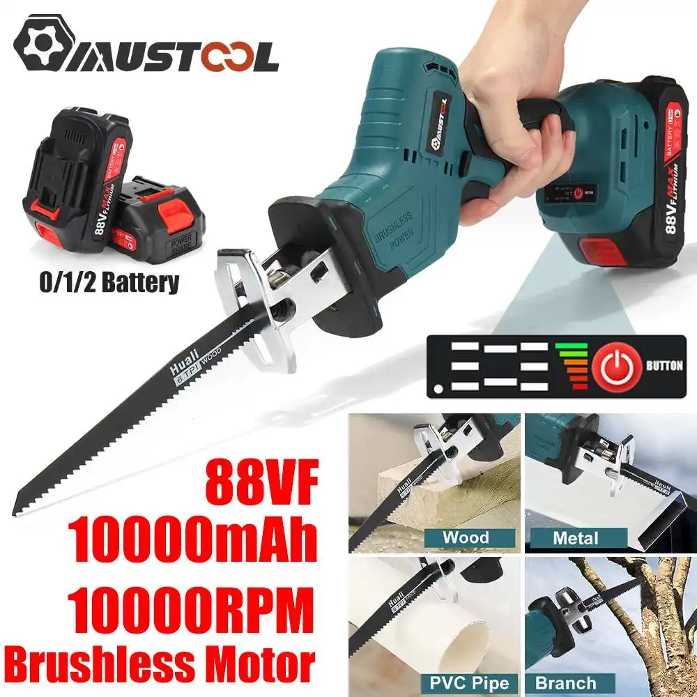 

10000rpm/min Brushless Cordless Electric Reciprocating Saw Variable Speed Metal Wood Cutting Power Tool For Makita 18V Battery