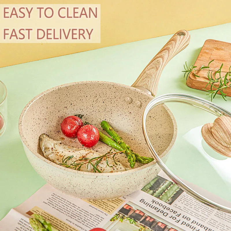 

Frying Pan Home Wok Induction Cooker Smokeless Gas Cooker Fried Egg Steak Pot Non Stick Pot with Lid Crepe Food Maker Cooking