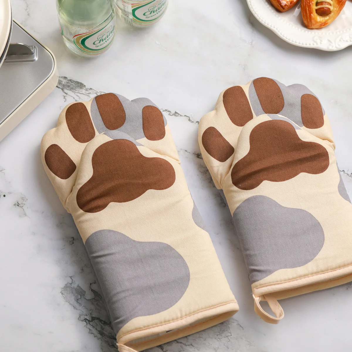 

Big Gray Cat Claw Insulated Gloves, Oven, Microwave Oven, Anti Scalding Long and Short Gloves