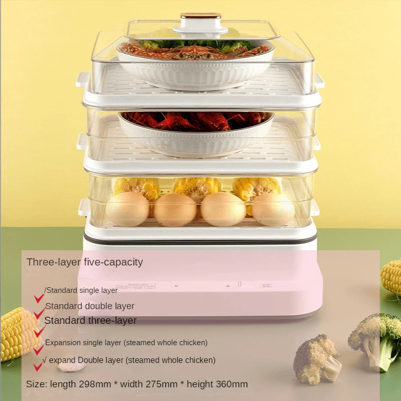 

Automatic Electric Steamer Multipurpose Cooking Pan Omelet Multifunctional Stainless Steel Steamer and Pan Electric Cookware