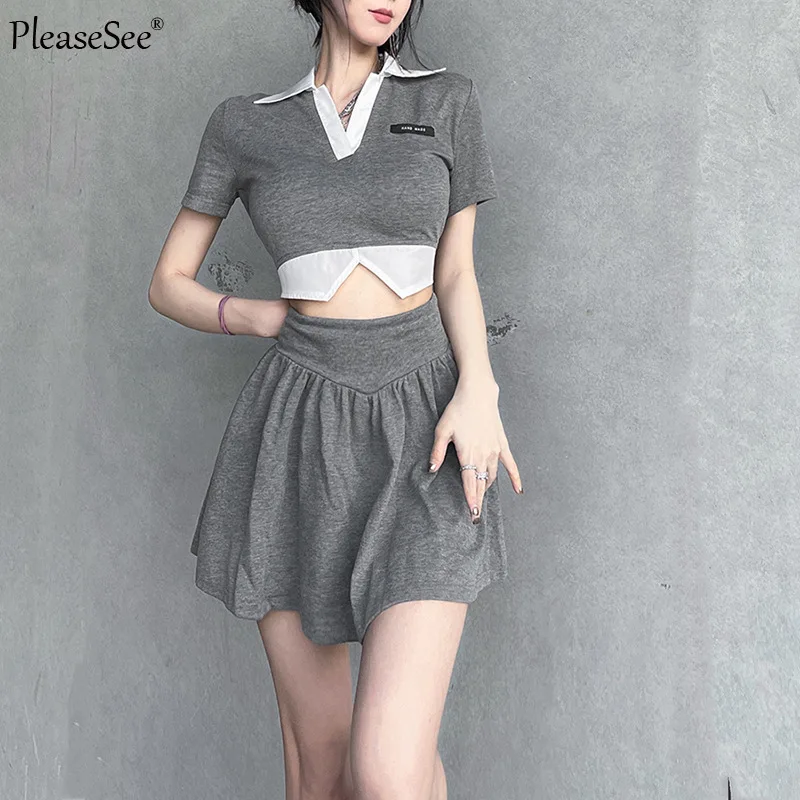 

Girls Crop Tops and Mini Skirt Two Pieces Set Women Summer New Fashion Cute Streetwear Suit Female Dropshipping Cheap Wholesale