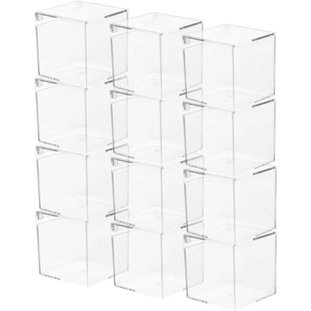 

12 Pcs Square Box Gift Box Mini Jewelry Candy Square Small Lids Acrylic