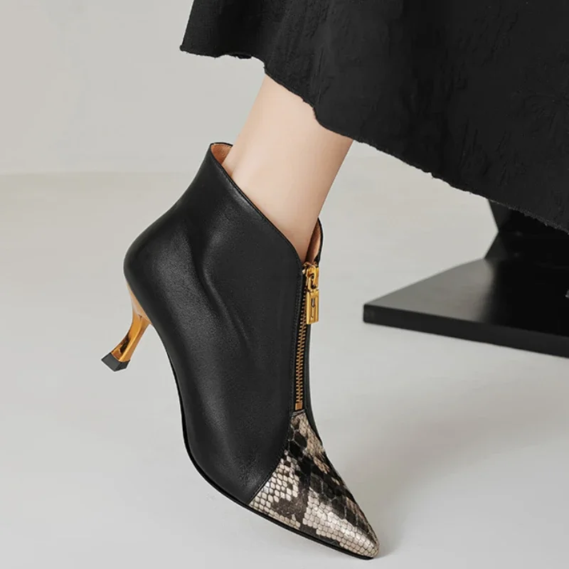 Женские ботильоны с острым носком повседневные удобные из искусственной кожи на
