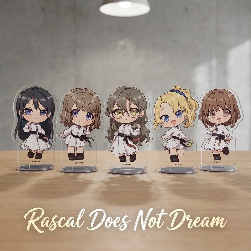 Фото Акриловая подставка-брелок Rascal Does Not Dream (Чиби-версия, 10 см, двусторонняя, милая) с персонажами Сакута Май и Каэде, аниме-декор для стола, подарок для фанатов №1