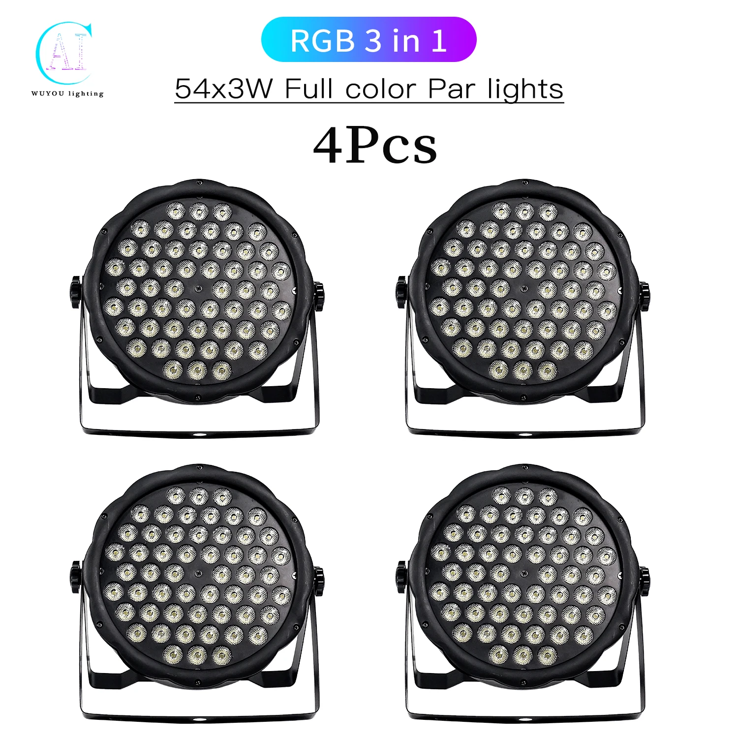 

4Pcs RGBW 54x3W Color Light RGB3 in 1 LED Par Light UV/Warm White Stage Light DMX512 Control for DJ Live Disco Family Gathering