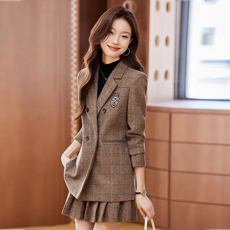 Модное женское пальто в стиле прелестного стиля осенняя Новинка клетчатый