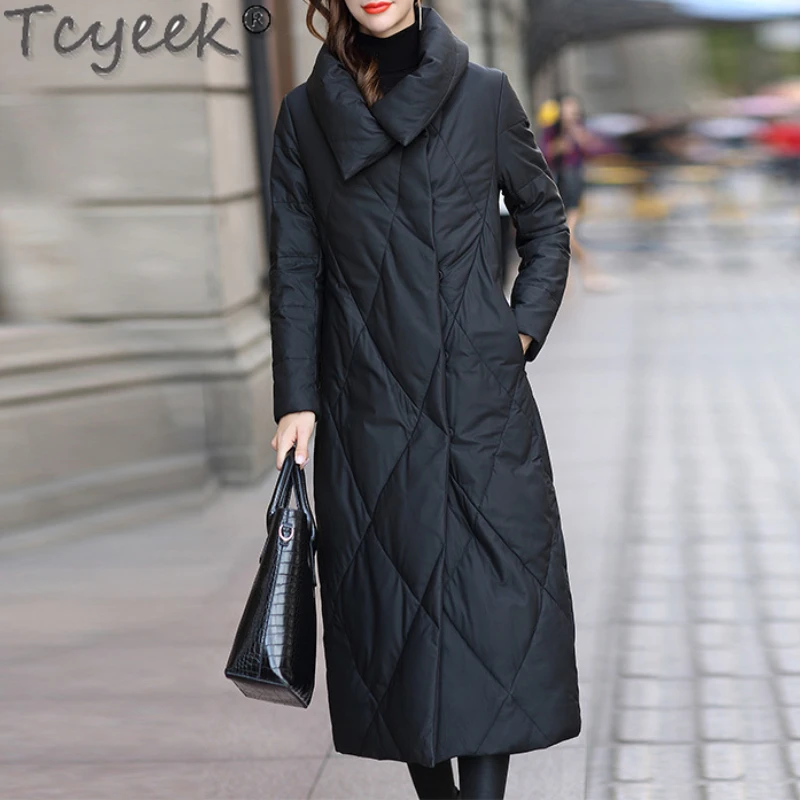 

Tcyeek Genuine Leather Jacket Sheepskin Puffer Jacket Women Clothes Black Long Warm Winter Coat Jaquetas Femininas De Inverno