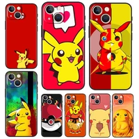 pikachu cartoon cute for apple iphone 13 12 11 pro max mini xs max x xr 6 7 8 plus 5s se2020 soft black phone case fundas coque
