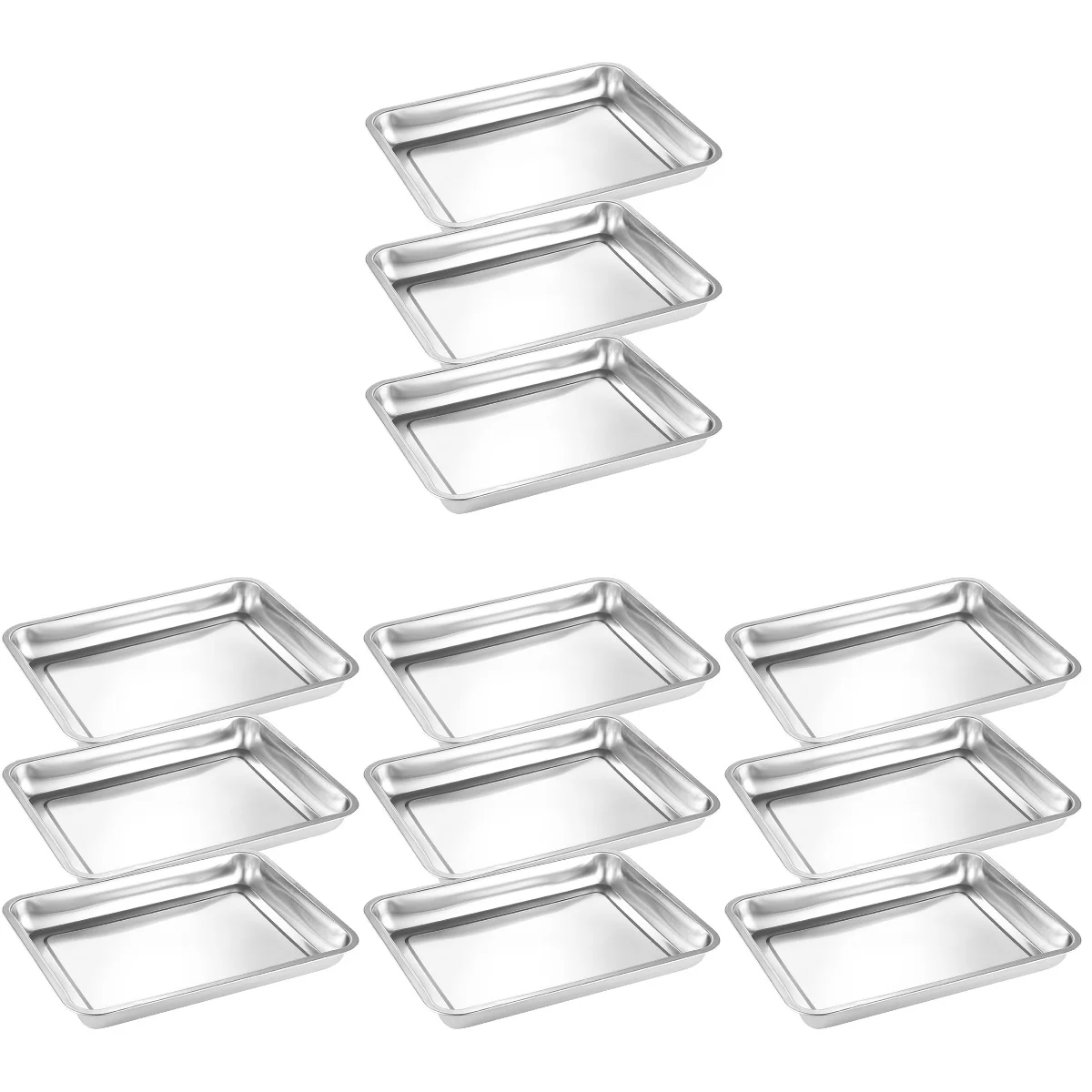 

12 pcs Stainless Steel Oven Pan Baking Tray Restaurant Food Serving Plate Bbq Tray