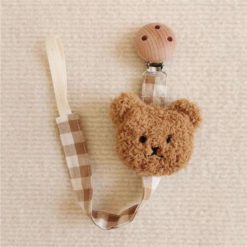 

Colorful Soother Holder Wood Plush Bear Children Baby Pacifier Chain Baby Teether Toys Straps Dummy Clips Pacifier Holder Clips