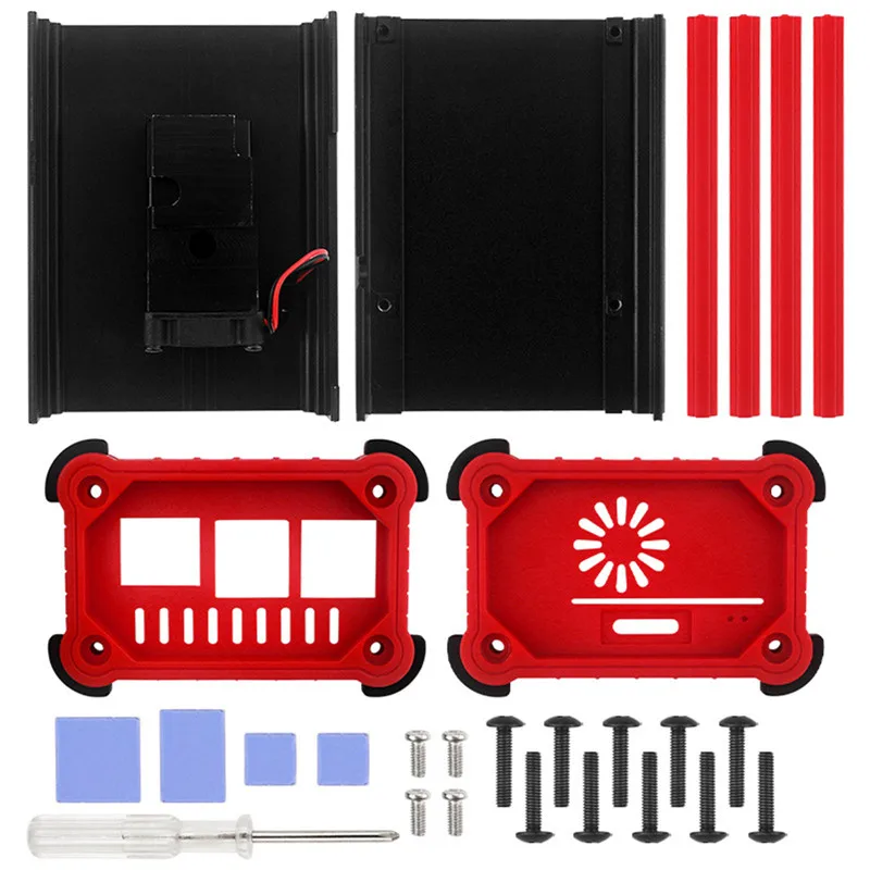 

for Raspberry Pi 4 Aluminum Case Passive & Active with Cooling Fan Heatsinks Vent Hole Anti Falling Metal Box for RPi 4B