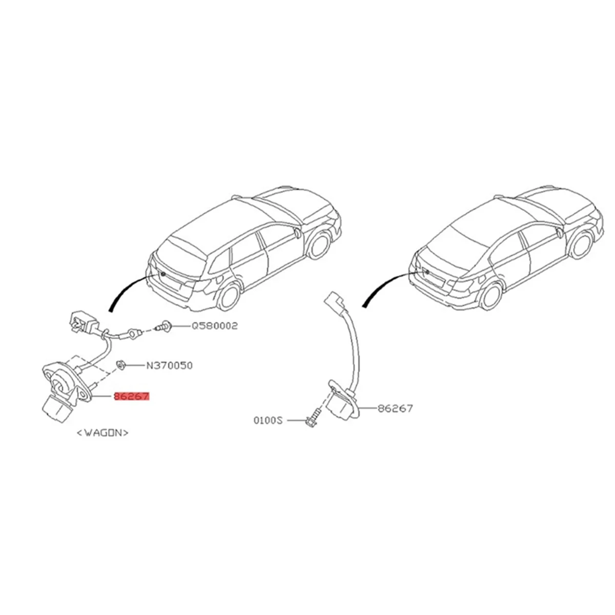 Камера заднего вида с гнездовой вилкой в сборе 86267-AJ100 для Subaru Legacy Outback 10-14