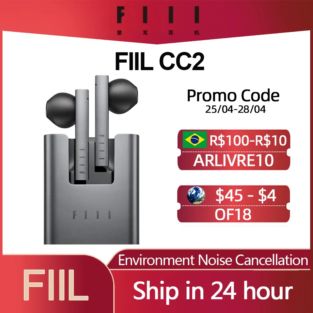 

Original FIIL CC 2 CC2 Wireless Bluetooth 5.2 Earphones TWS Gaming Headset Noise Canceling Ear Buds ENC Earphone Type-c Earbuds