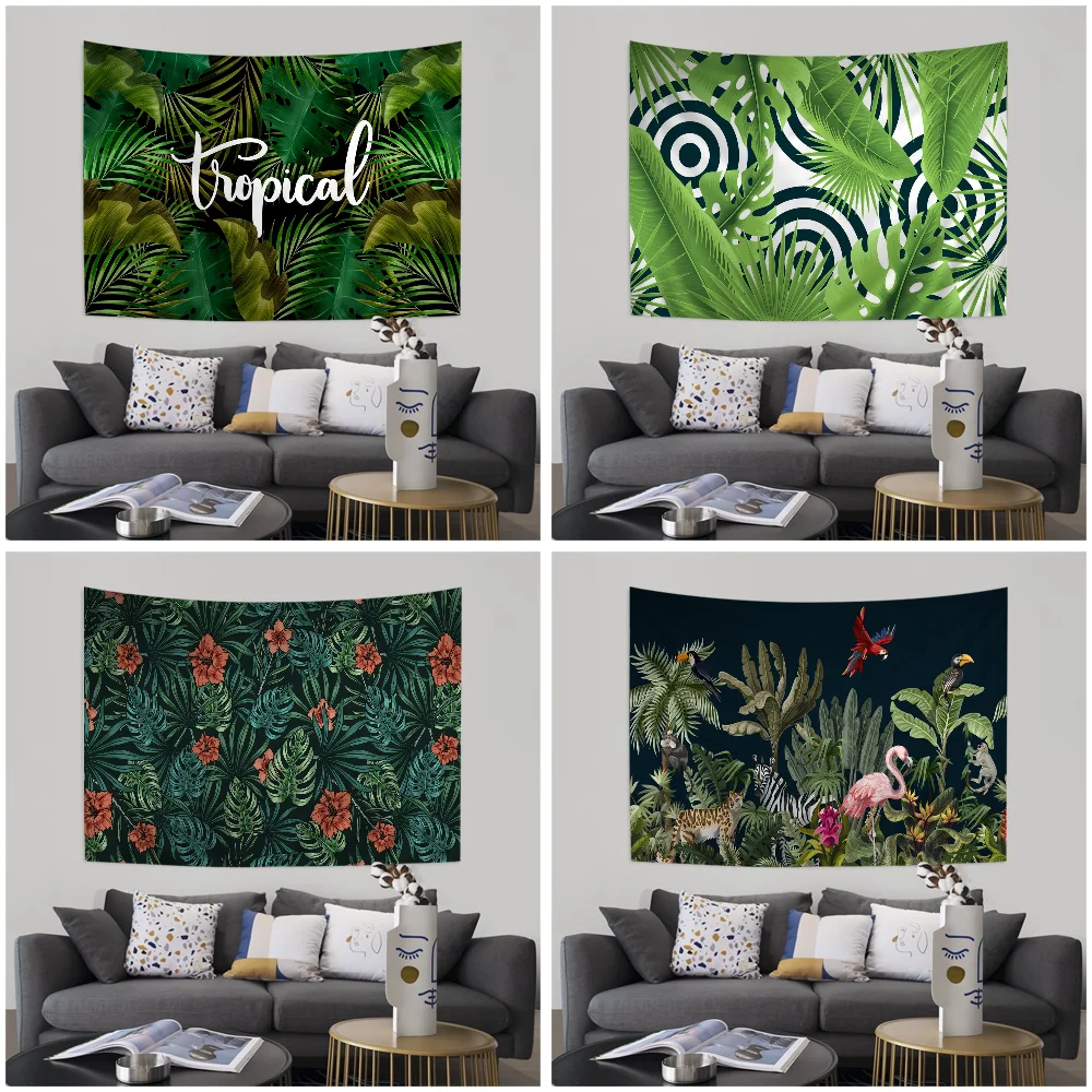 T-Tropical P-Plants Palm Leaf Chart Tapestry Home Decoration Hippie Bohemian Divination Wall Hanging Decor