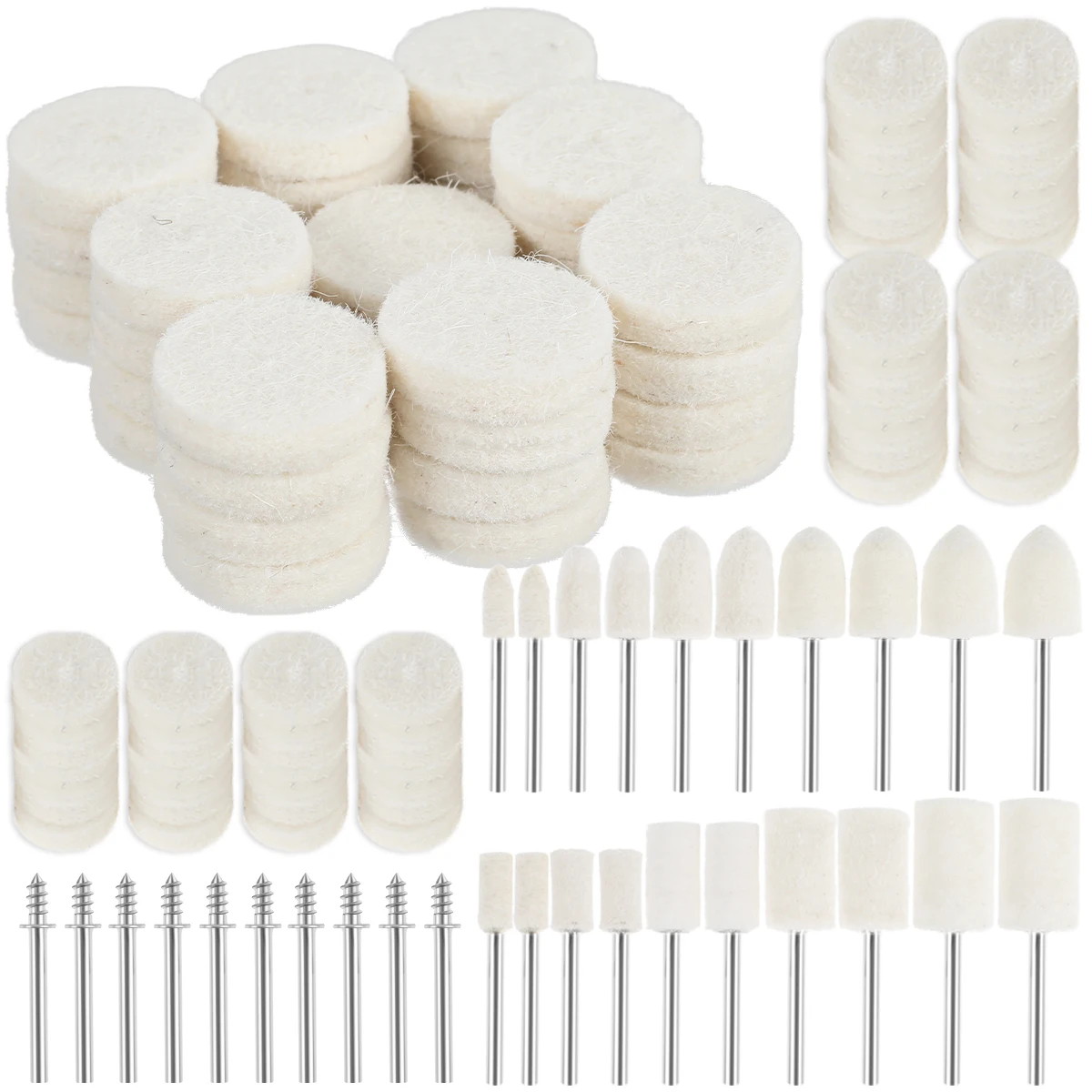 

100Pcs Felt Polishing Wheel Wool Felt Grinding Sanding Head Abrasive Buffing Wheel Shank Cotton Thread Polishing Mini Brush