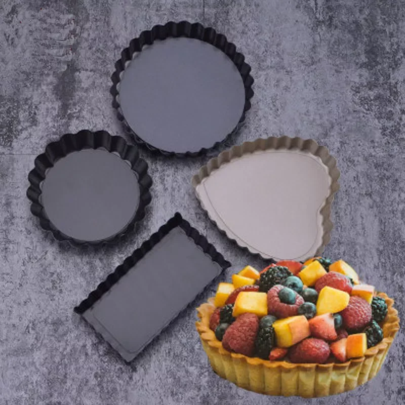

2022New Bakeware Accessories Pie Tart Pan Mold Removable Bottom Cake Candy Pastry Tool Heart-Shaped Rectangular Wave Side Molds