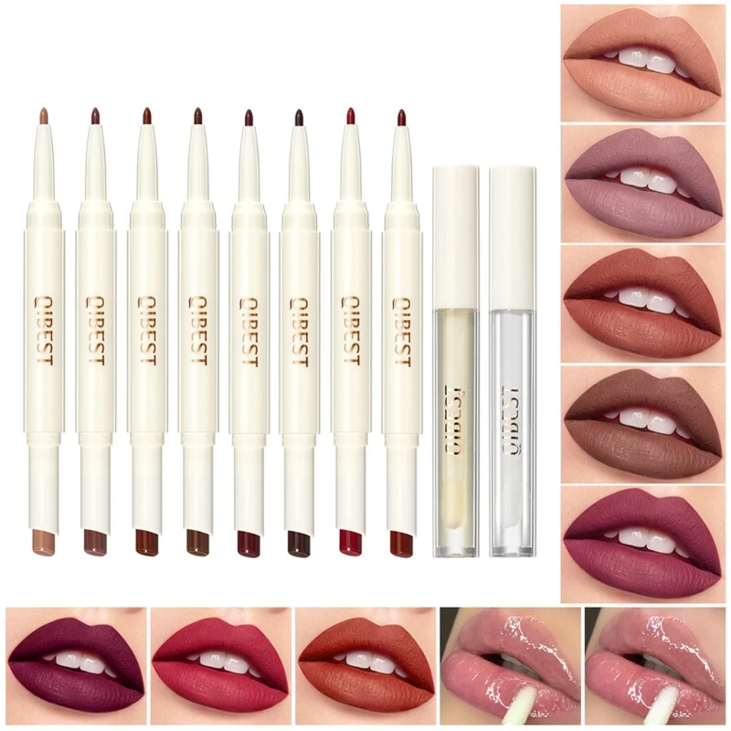 8 губная помада и подводка для губ + 2 дня и ночь губы увеличитель губ масло бархатный блеск для губ Набор