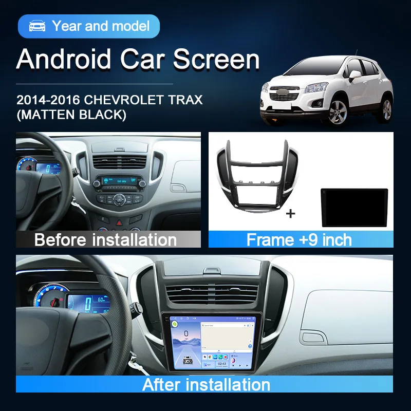 MeiHua 9-дюймовый автомобильный радиоприемник для Chevrolet Trax Android14 2014-2016 гг., мультимедийный видеоплеер, головное устройство 2K и QLED экран (art.: 3920d26cd548f) - 3920d26cd548f