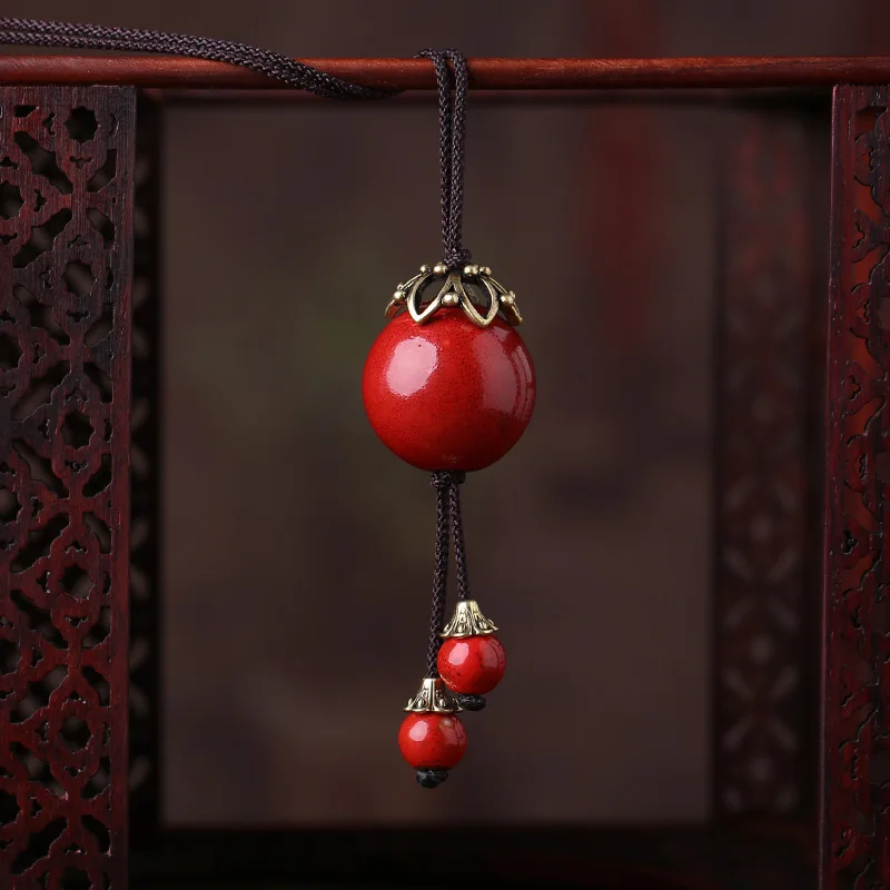 Ретро кулон женский керамический этническое ожерелье длинная цепочка для