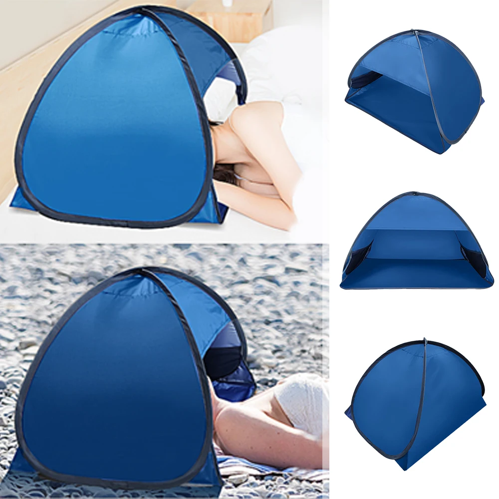 Mini Beach Umbrella Portable Beach Head Tent Sun Shelter Sunbathing Windproof Sand Proof Foldable with Phone Holder Outdoor Tent