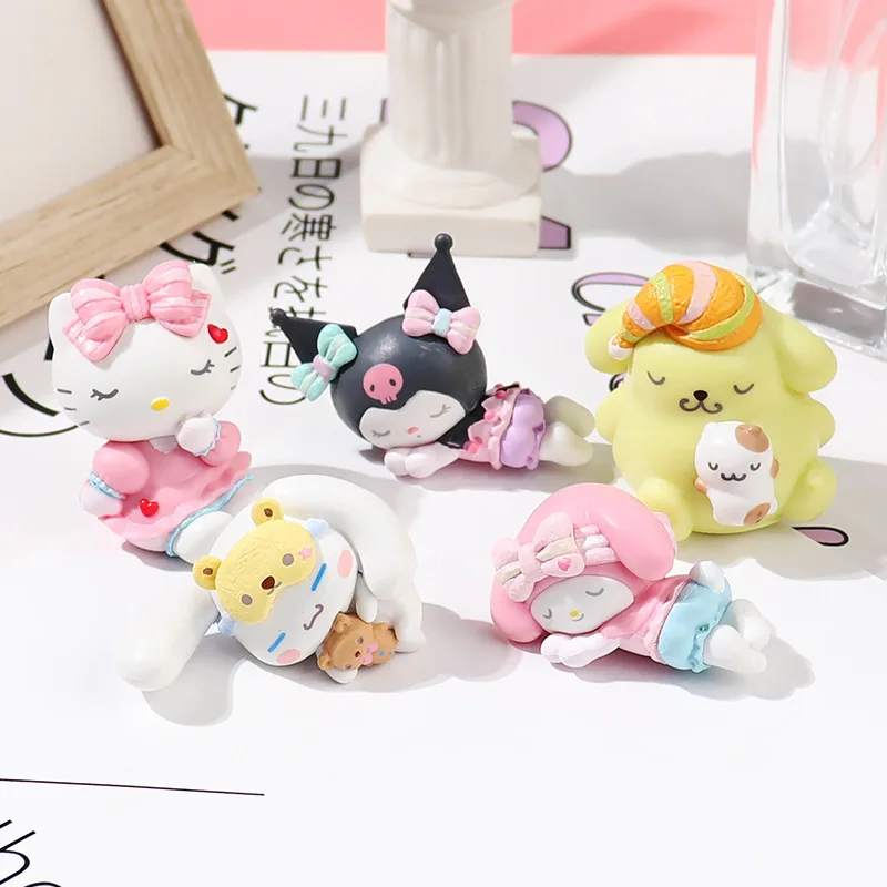 

Sleeping Series Doll Figures Cute Kuromi Melody Cinnamoroll Home Decoration Small Ornament Diy Accessories Kids Christmas Gift